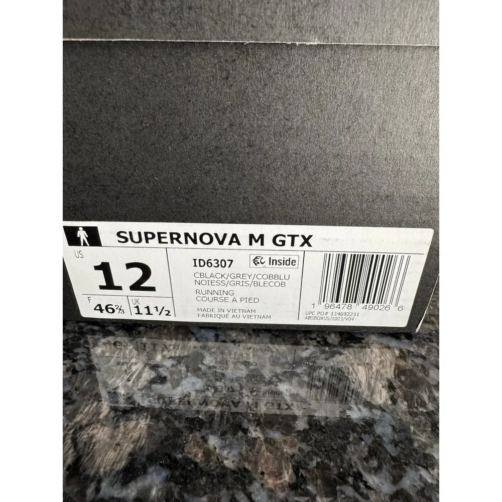 adidas‎ Supernova GORE-TEX Black Grey Cobalt Blue - ID6307 Sz 12 Shoes. Sneakers